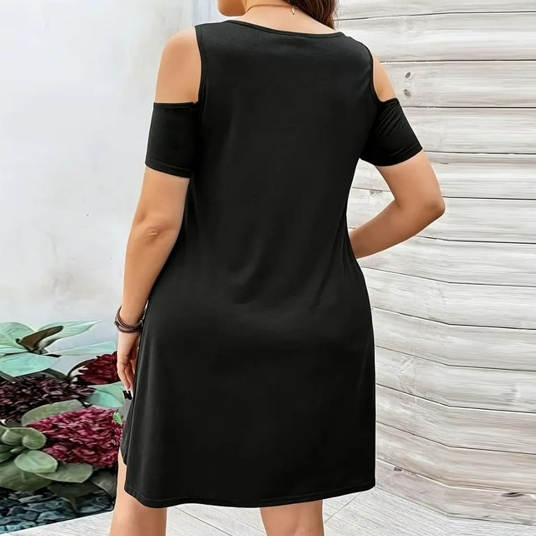 Black Summer A Line Swing Ruffle Dress Black Summer A Line Swing Ruffle Dress