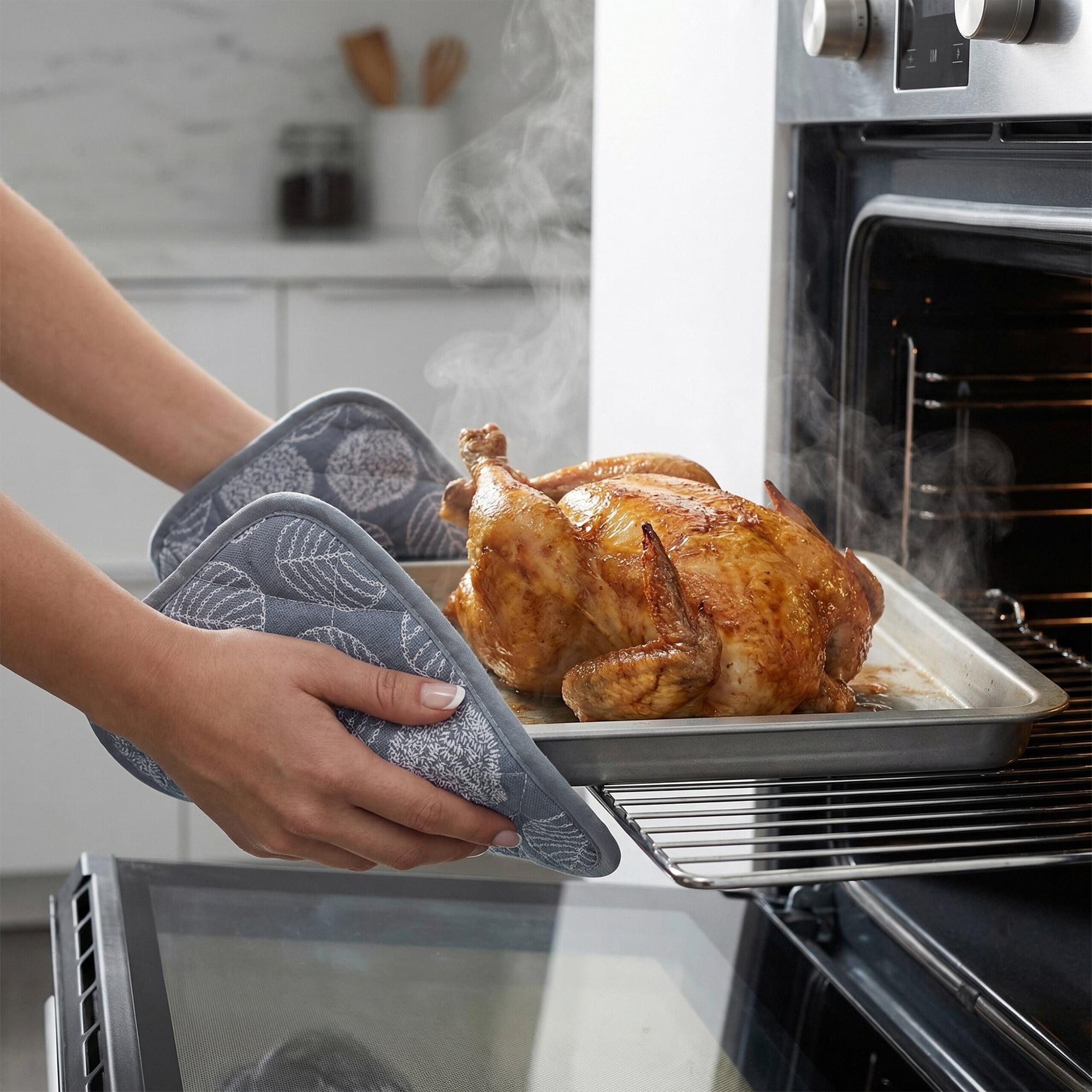 Unique Bargains Pot Holders Heat Resistant Non Slip Hot Pads for Kitchen Baking Blue 4Pcs