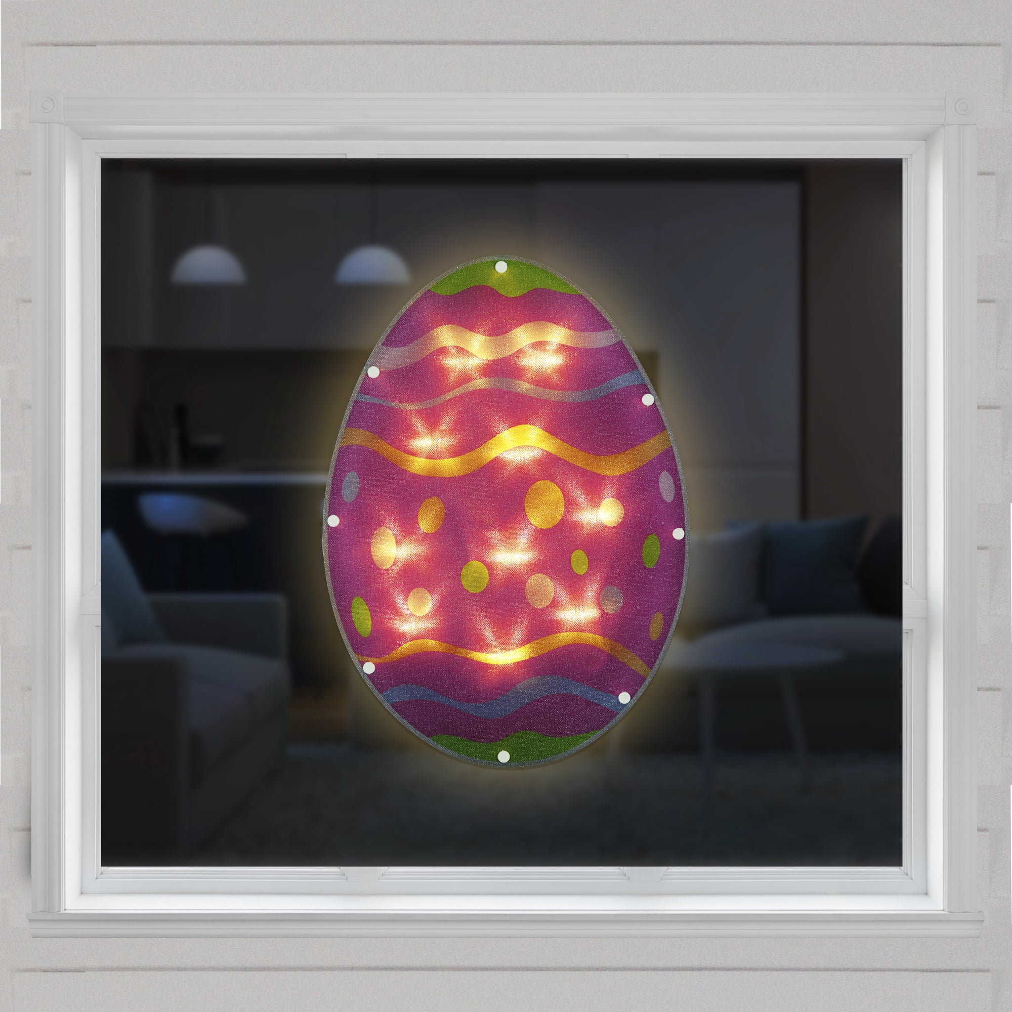 Northlight Battery Operated LED Lighted Easter Egg Window Decoration - 14"