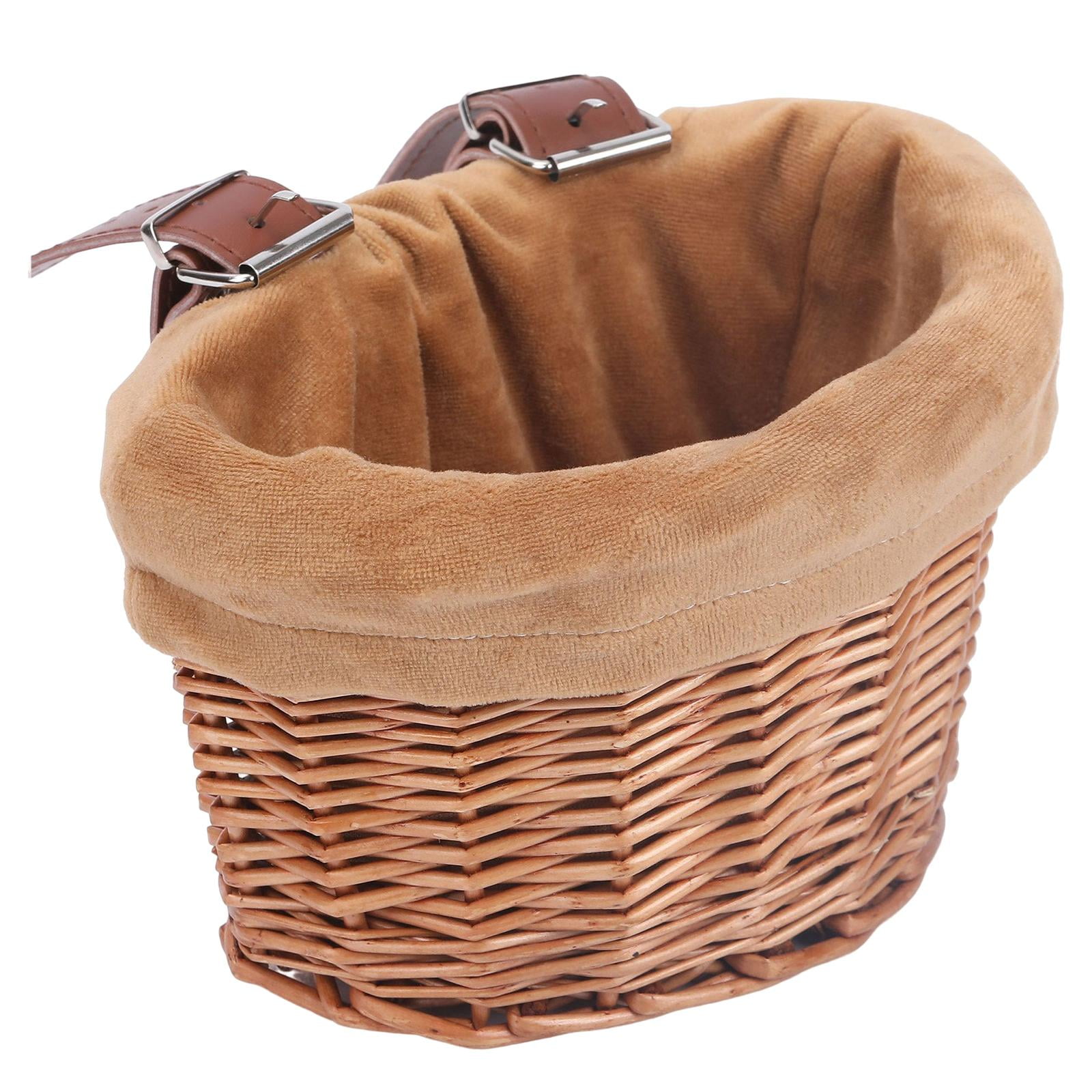Kid's Front Handlebar Bike Basket Girl's Detachable Woven Basket for
