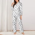 thumbnail image 2 of Balery Cute Shark Conjunto de Pijama con Estampado para Mujer, Conjunto de Dos Piezas con Manga Larga, Ropa de Dormir Suave con Bolsillos, Pijamas Cómodos-Large, 2 of 7