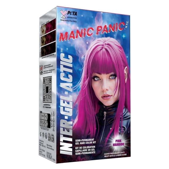 Manic Panic Inter-GEL-actic Gel Hair Color Kit - Semi Permanent Gel Hair Dye - Glossy Shine & Hydration with Lactic Acid Castor Oil - DIY Friendly, No-Mix Formula, Vegan - Pink Warrior (1 kit)