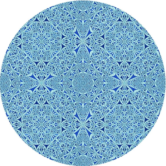 Ahgly Company Machine Washable Indoor Round Transitional Blue Area Rugs, 6' Round