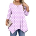 thumbnail image 2 of Xdegoge Plus Size Tunic Tops for Women 3/4 Sleeve Pleated Shirts Crewneck Dressy Casual Blouses Polka Dot Stretch Soft Comft Loose Fit Tshirt Fall Fashion Clothes Streetwear, 2 of 7
