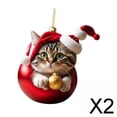 thumbnail image 1 of Decoración Navideña BLESIY figura de gato colgante 2 piezas, 1 of 8