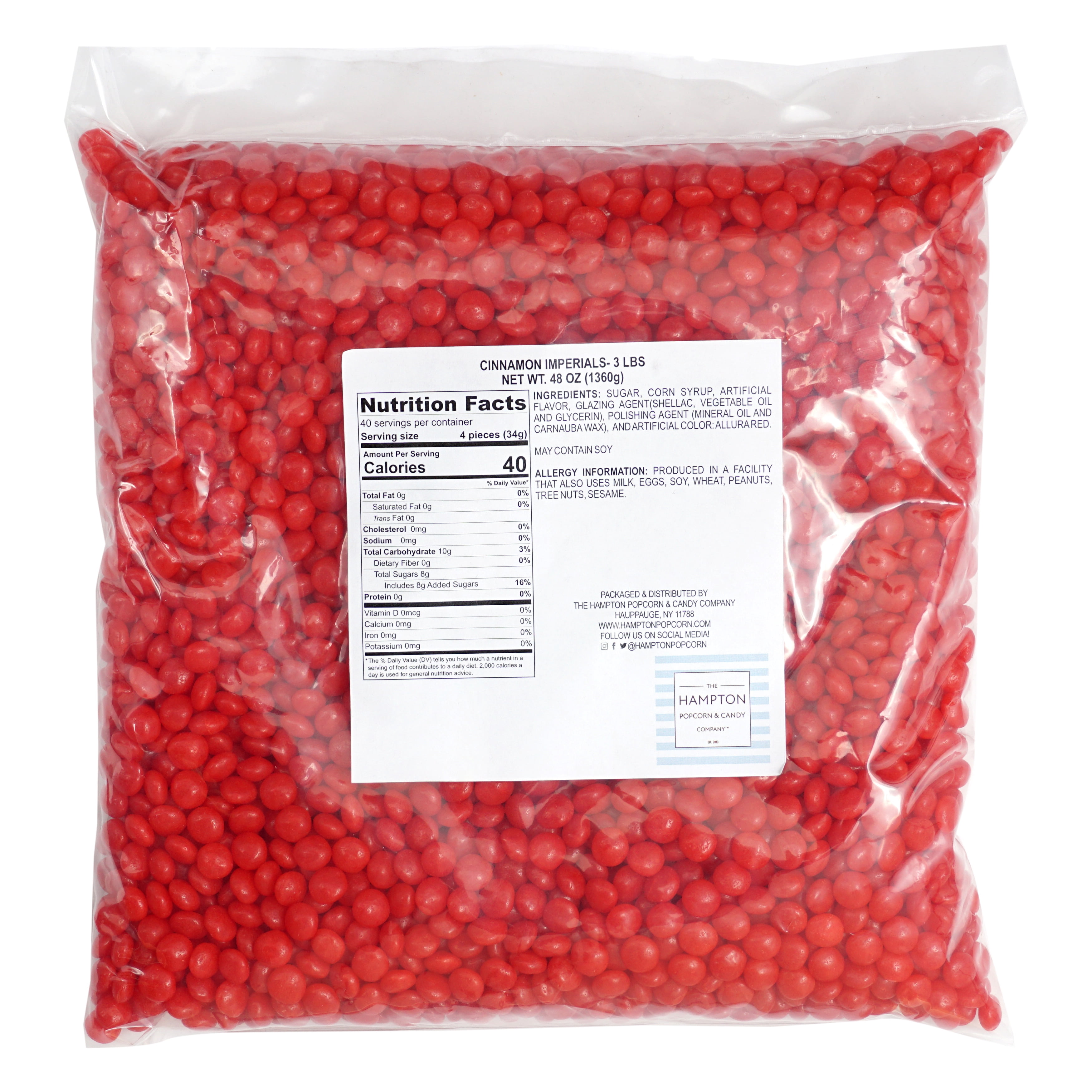 Cinnamon Imperials Candy, 3lb Bulk Bag, Cinnamon Candy, Red Hot Candy