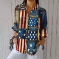 thumbnail image 2 of Cavosen Funny T Shirts for Women Long Sleeve Lapel Dressy Patriotic Tee Red White and Blue Button Down Graphic Shirt Summer Basic Tops, 2 of 5