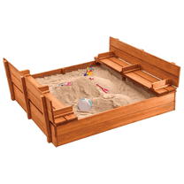 Play22 Wooden Kids Sandbox with Lid, Outdoor Sand Box
