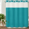 thumbnail image 3 of Teal No Hook Shower Curtain Waterproof, Bathroom Curtains with Snap in Liners and See Through Top Window, Turquoise Pure Teal Hotel Style Bathtub Curtains Shower 72"Wx78"L, 3 of 8