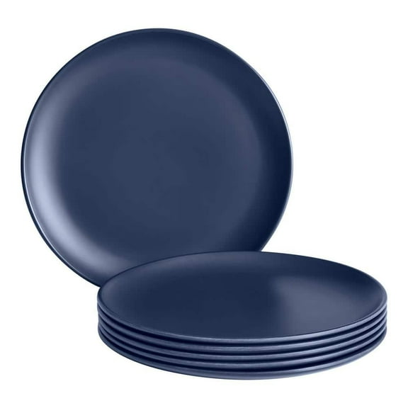 Taryn Melamine Salad Plates in Matte Midnight Blue (Set of 6)