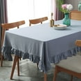 thumbnail image 6 of HGYCPP Rustic Vintage Flounces Ruffle Trim Tablecloth Washable Cotton Linen Table Cover, 6 of 12