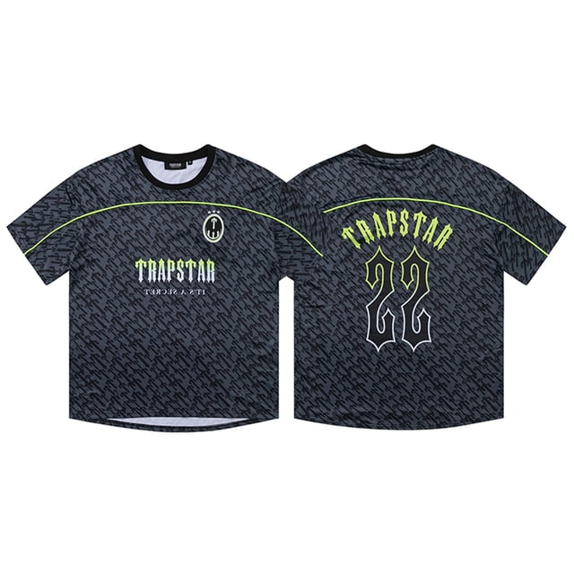 Camisetas informales a la moda para mujer, camisas de manga corta estampadas, jersey con cuello redondo, camisetas, camisetas de fútbol, estilo Negro XL