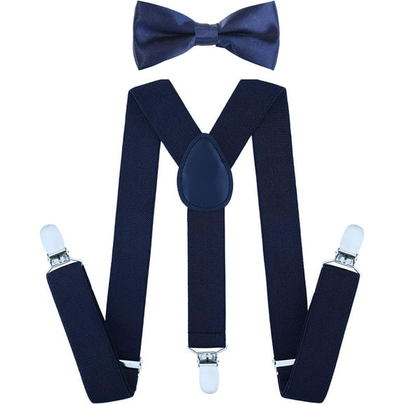 Child Kids Suspenders Bowtie Set - Adjustable Suspender Bowtie Set for Boys and Girls - fit 6 Years to 5 Feet Tall