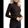 thumbnail image 3 of Suéteres Acanalados para Mujer, Lindos Suéteres de Punto de Cuello Alto, Ajustados y Cálidos Color Café un Tamaño, 3 of 8