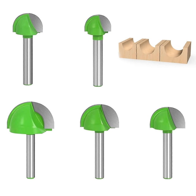 Shank Bits de Routeur, 6mm, 5 Pcs, Boîte de Base de Routeur, Outils de Menuiserie à Rainure Ronde, Boîte de Base de Routeur à Nez Rond, Coupe-Fente, 6m