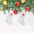 thumbnail image 5 of Moocorvic Small Christmas Stockings, Knitted Hosiery Wool Hosiery Embroidered Dog's Paw Snowflake Children's Candy Gift Bag red Christmas Stocking Gift Bag, 5 of 6