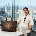 thumbnail image 3 of ZUXONGSY Leather Lion Daisy Print Tote Bag for Women Large Capacity Top Handle Tote Bag Casual Top Handle Satchel with Zipper for Shopping Work, 3 of 6