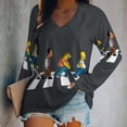 thumbnail image 2 of Simpsons Womens T Shirts V Neck Long Sleeve Tops Causal Loose Summer T-Shirts M, 2 of 7