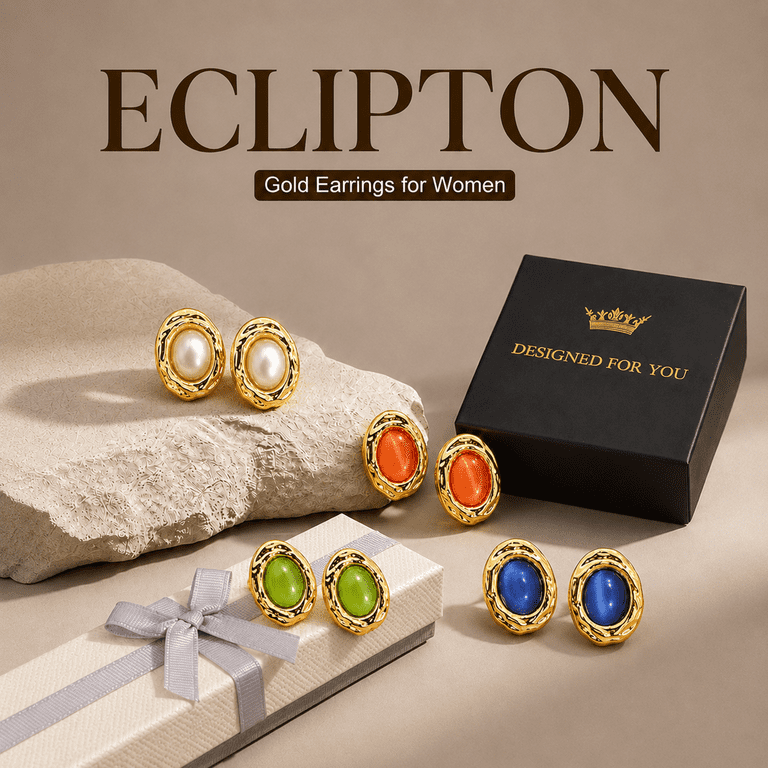Eclipton Gold Plated Oval Pearl Stud Earrings photo 7