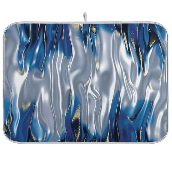 Blue Tie Dye Dish Drying Mats Kitchen Mat Microfiber Counter Absorbent Dish Pad Drainer Rack 16"x18"