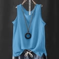 thumbnail image 5 of Women's Cotton Plain Tank Top Summer Flowy Crew Neck Sleeveless Tee Tanks Loose Fit Casual Layering and Everyday Wear Blouses Light Blue, 5 of 6