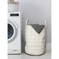 thumbnail image 3 of Floral Laundry Bag, Symmetrical Graphic Flowers and Dots Pattern Pastel Colors Spring Nature, Basket with Handles Drawstring Closure for Laundromats, 13" x 19", Pale Mauve and White, by Ambesonne, 3 of 4