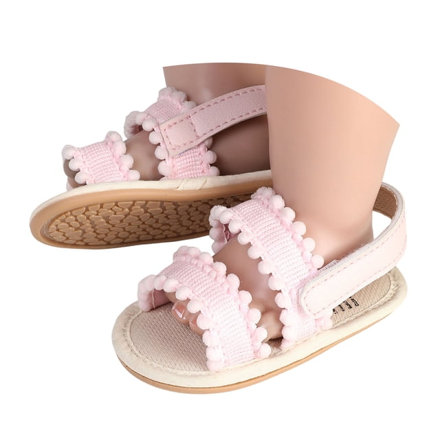 Zanarzt Sandales pour Tout-Petits Fille Bébé à Bride Sandales à Enfiler Ajourées Bout Ouvert Tissu Semelles Souples Chaussures de Marche pour Tout-Petits Sandales Rouge,0-6 Mois
