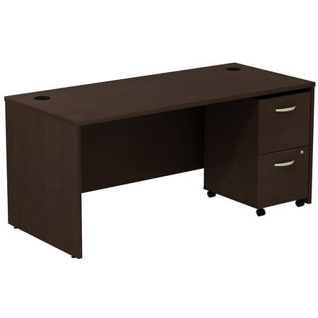 UPC: 0042976520878 | Bush Business Furniture Desk w/ 2 Drawer Mobile Pedestal Mocha Cherry (SRC028MRSU)