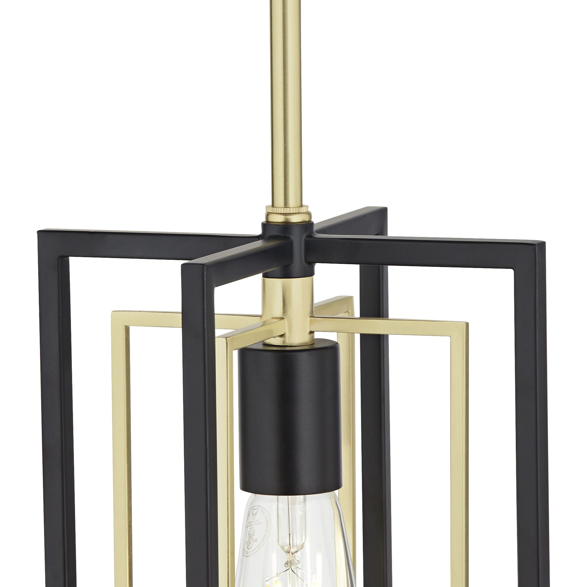 Possini Euro Design Nima Black Gold Mini Pendant Light 8" Wide Modern Open Rectangle Metal Fixture for Dining Room Kitchen Island