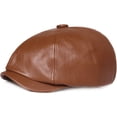 thumbnail image 4 of CoCopeaunts Newsboy Hats for Men Spring Autumn PU Leather Hat Female Artist Painter Beret Hat Lady Solid Octagonal Newsboy Cap, 4 of 7