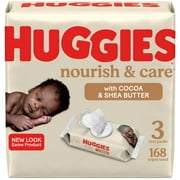 Huggies Nourish & Care Baby Wipes, 3 Flip-top Packs, 56 Count (168 Wipes)