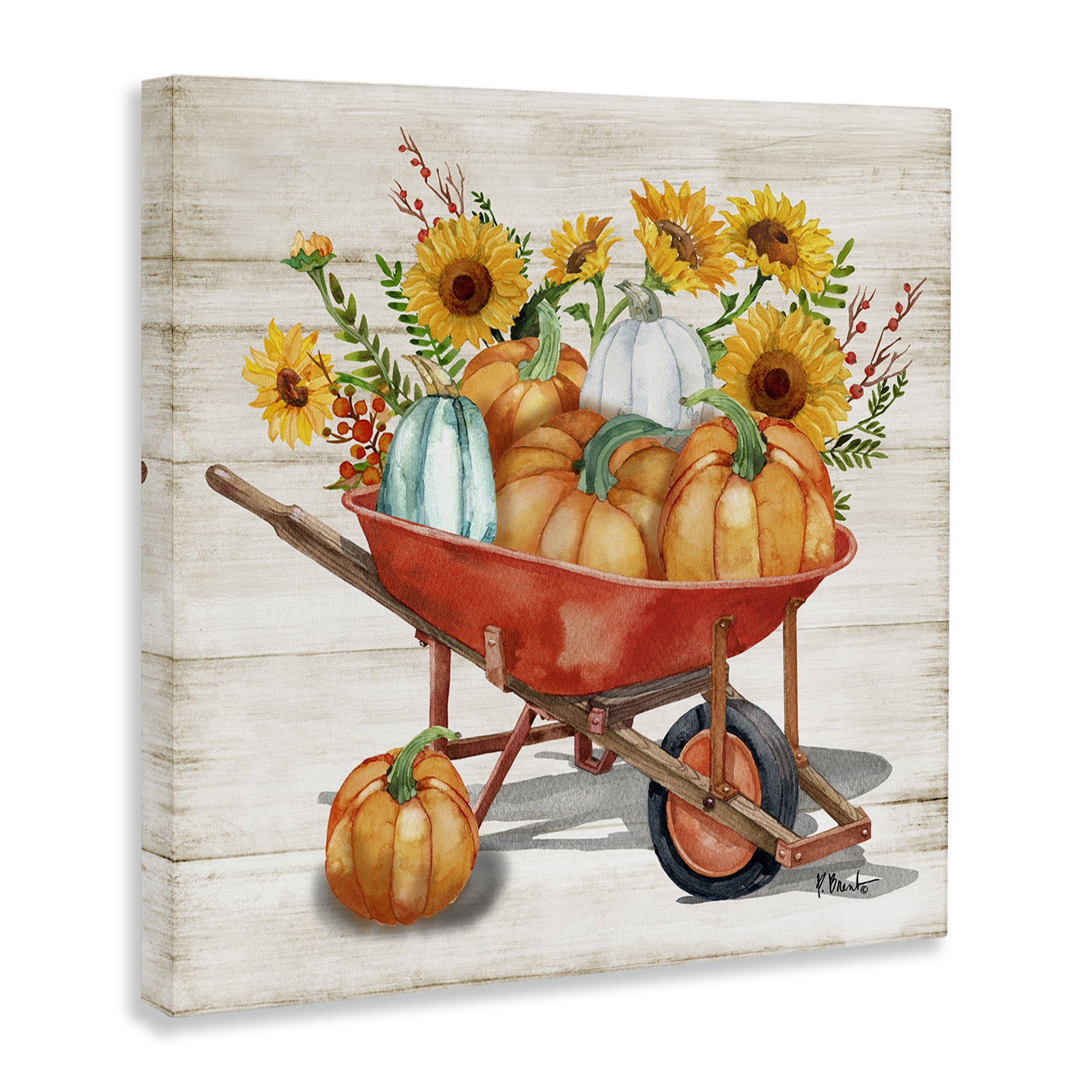 Stupell Industries Rustic Harvest Wagon Botanical & Floral Painting Gallery Wrapped Canvas Art Prints Wall Art, 30 x 30