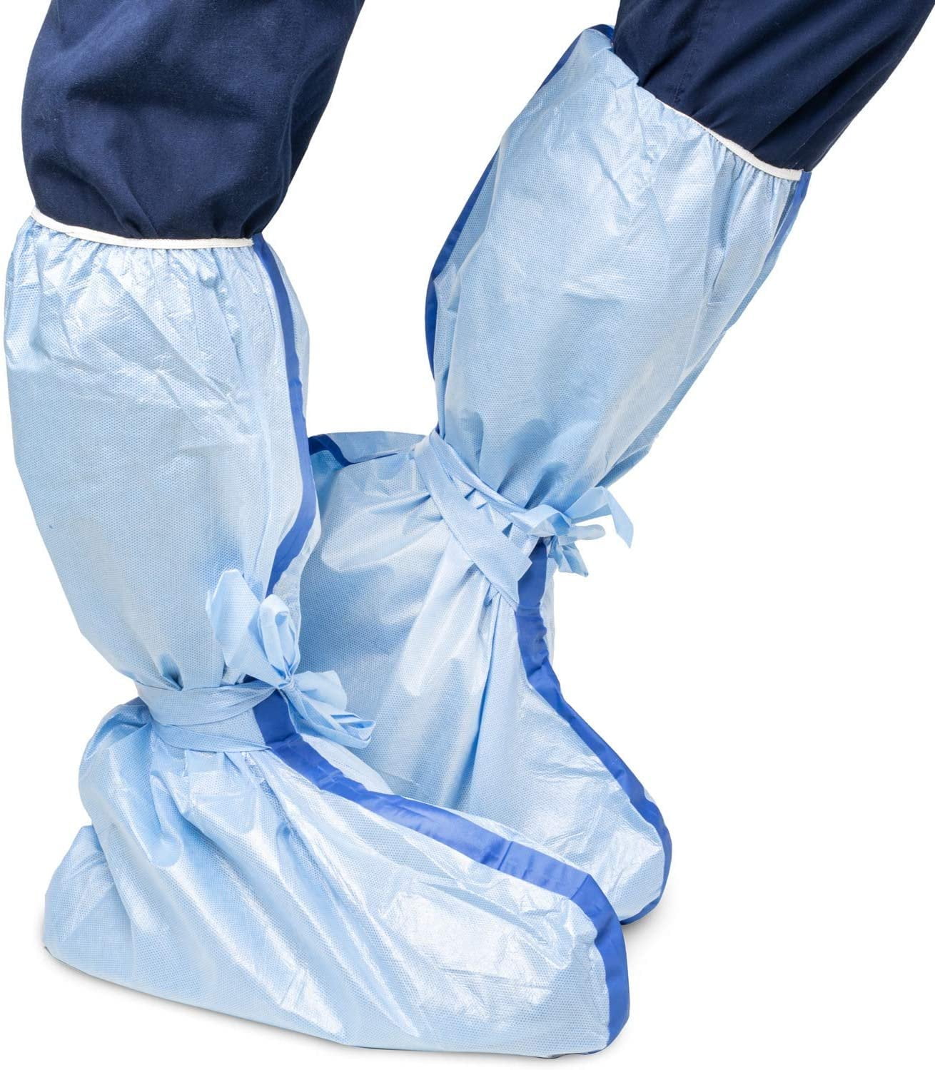 Disposable Boot Covers 20" Tall in Bulk. Pack of 300 WaterProof Blue