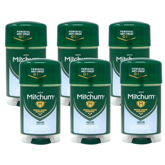 Mitchum Anti-Perspirant and Deodorant, Power Gel, Unscented, 2.25 Ounce (Pack of 6)packaging may vary