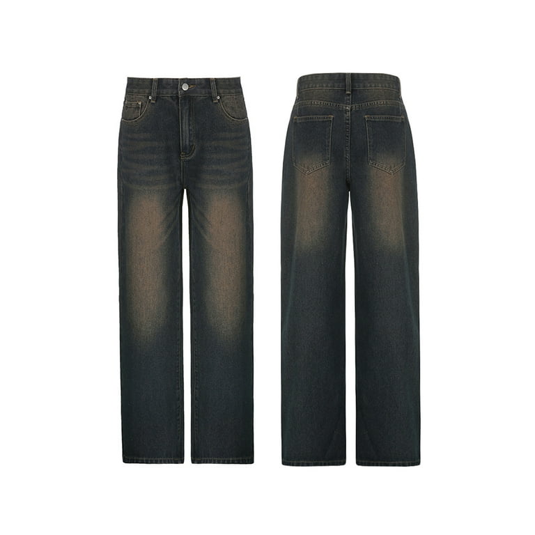 Womens Mid Waisted Wide Leg Jeans Pants Casual Straight Leg Womens Mid Waisted Wide Leg Jeans Pants Casual Straight Leg
