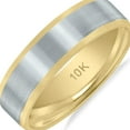 thumbnail image 3 of SZUL Men's 6mm Two Tone 10K White and Yellow Gold Wedding Band with Carved Center Design, 3 of 4