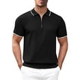 thumbnail image 2 of Sngxgn Men's Short Sleeve Cotton Stretch Polo Shirt(Black,M), 2 of 5