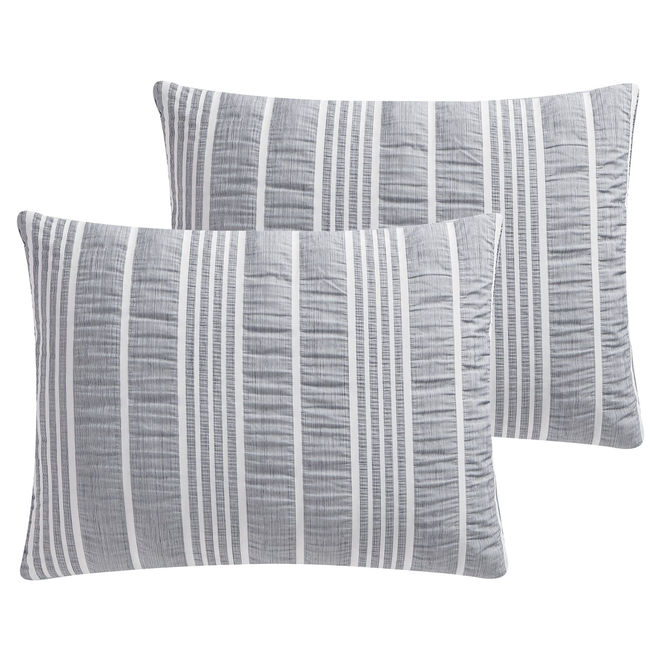 VCNY Home Dian 3-Piece Grey Stripe Polyester Comforter Set, Twin