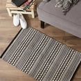 thumbnail image 4 of Contemporary Home Living 2' x 3' Dobby Striped Hand-Loomed Area Throw Rug - Black and Cream, 4 of 11