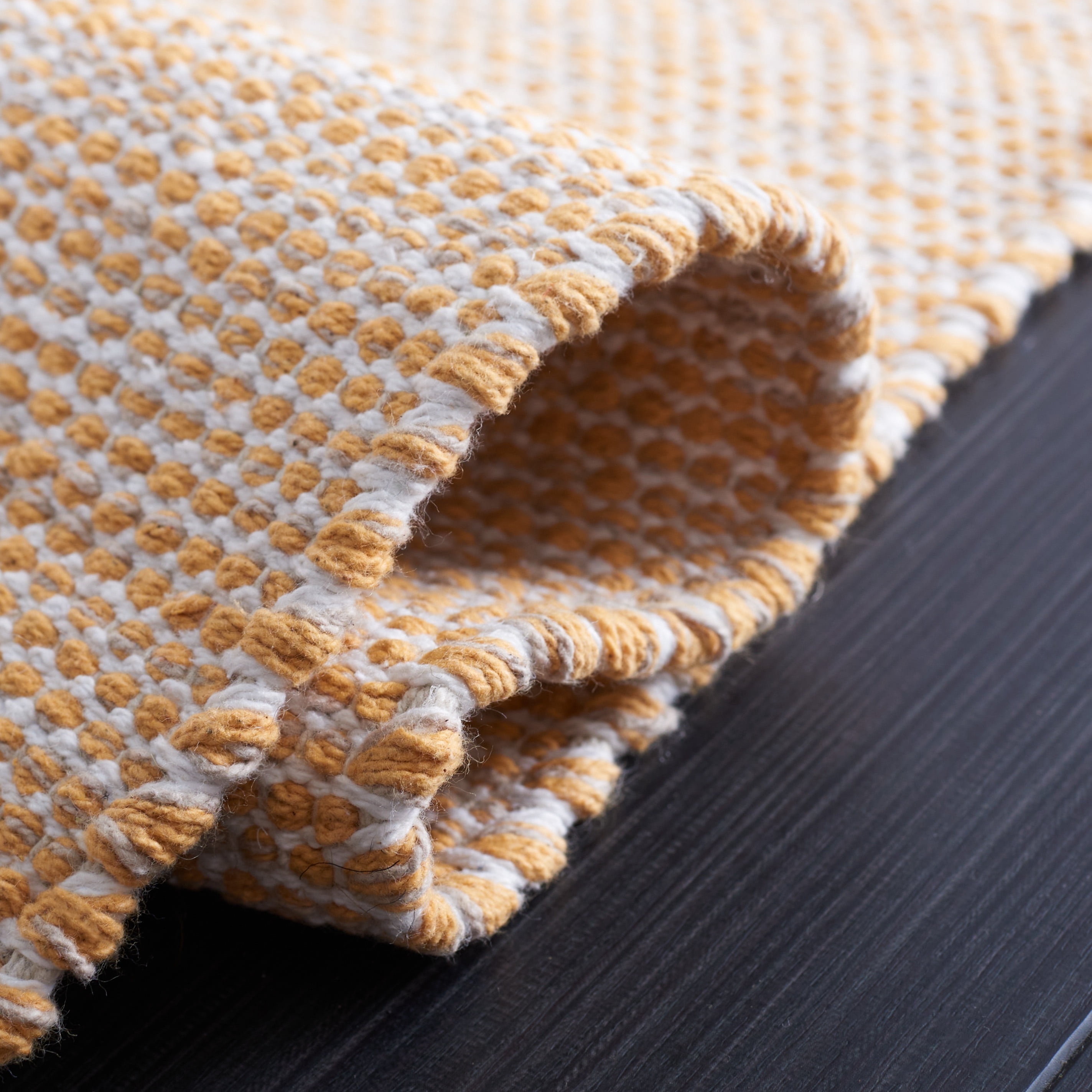SAFAVIEH Montauk Cian Distressed Cotton Area Rug, Yellow/Ivory, 8' x 10'