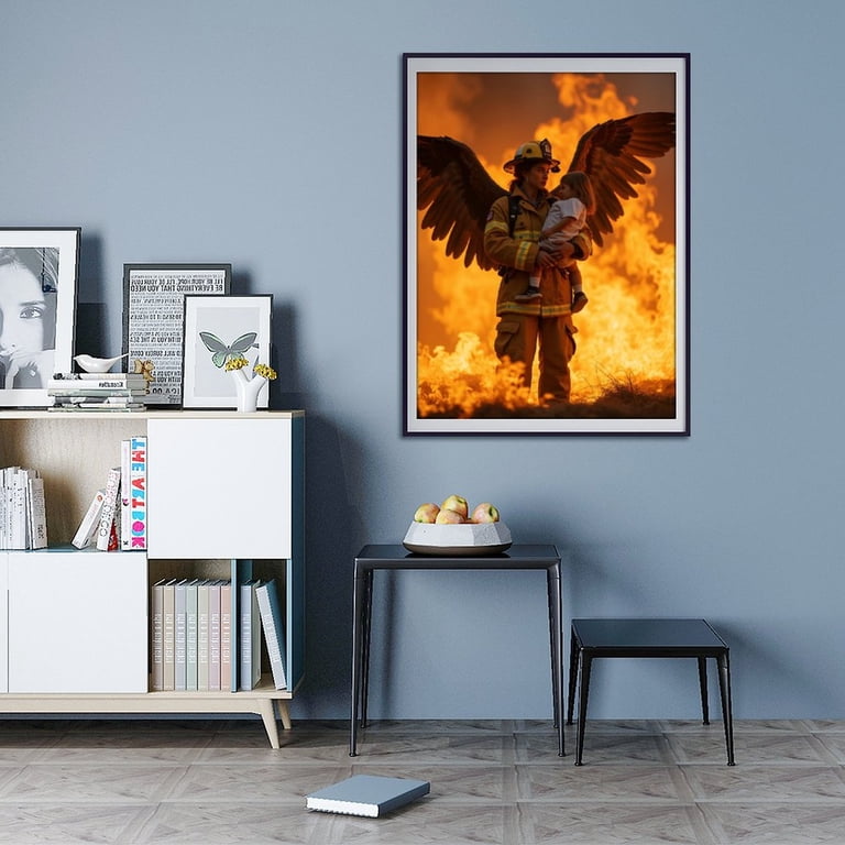 Diamond Art Kits for Adults - 5d Firefighter Angel Rescue Hero