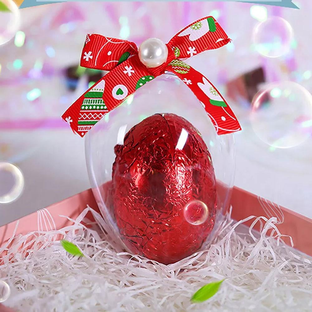 5 Inches Large Clear Easter Eggs Fillable Plastic Easter Eggs Empty Clear Eggs for Easter Basket Stuffers-2pcs
