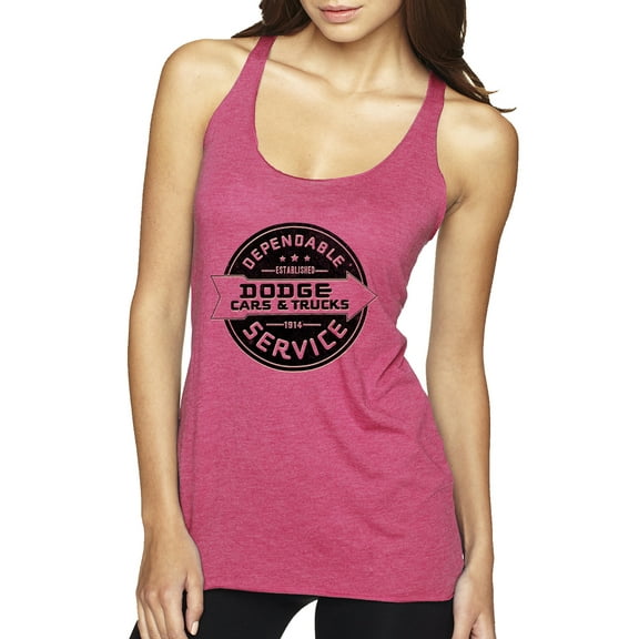 Dependanble Service of Dogde since 1914 | Womens Cars and Trucks Premium Tri-Blend Racerback Tank Top, Vintage Pink, Large