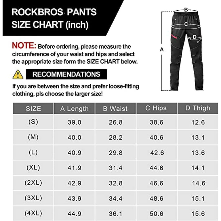 ROCKBROS Cycling Pants Men Women Windproof Thermal Fleece Trousers Winter  Running Hiking L