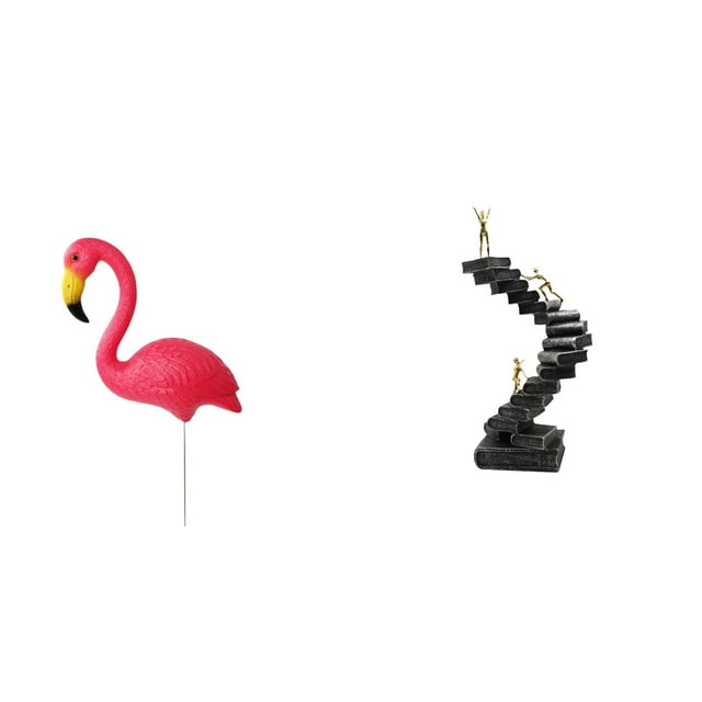 Estatua de flamenco pensador, figura decorativa para jardín, figura abstracta, artesanía para jardín, accesorios, estantería, objetos decorativos, vac