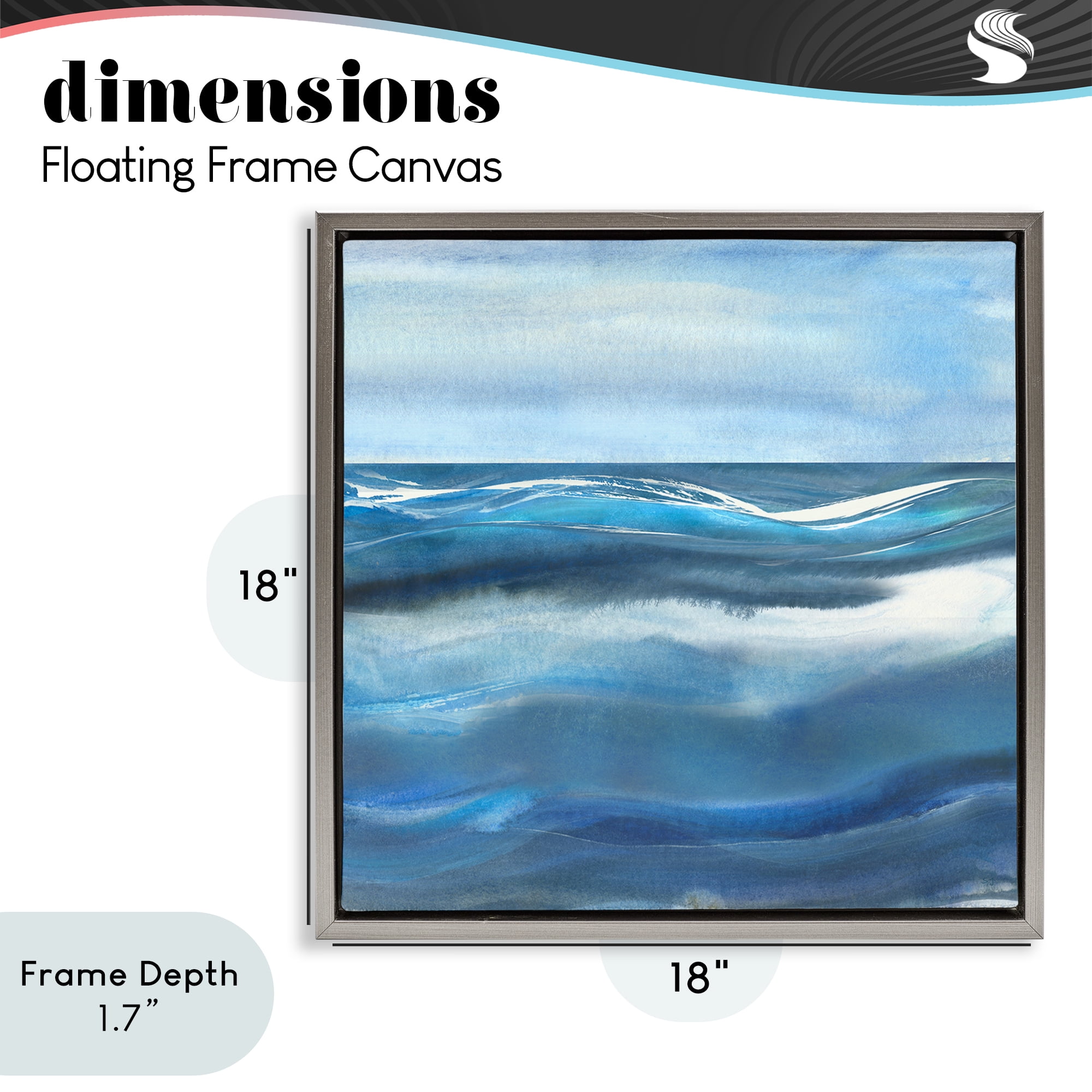 Stupell Industries Calm Expanse of Ocean Waves Gray Framed Floater Canvas Wall Art, design by Susan Jill
