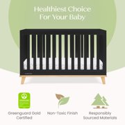 Delta Children Frankie 4-in-1 Convertible Crib - Greenguard Gold Certified, Black with Natural
