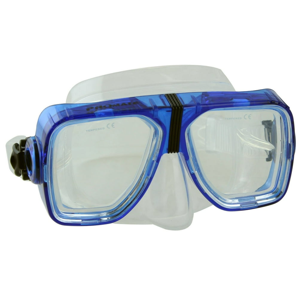 Promate Scope Dive Mask Blue Nearsighted Farsighted Prescription Lenses available for Scuba