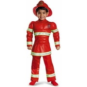 Disguise Red Fireman Muscle Boy's Halloween Fancy-Dress Costume for Toddler, 3T-4T
