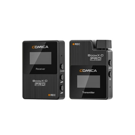 COMICA BoomX-D PRO D1 One-Trigger-One 2.4G Dual-Channel Wireless Microphone System Built-in 8G Memory Digital & Analog Output Modes 100M Effective for DSLR Mirrorless Cameras Smartphones